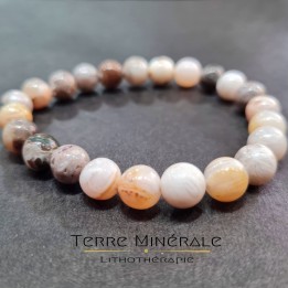 Bracelet Agate Plume B Boule 8mm