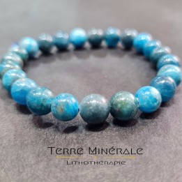 Bracelet Apatite Bleue A+ Madagascar Boule 8mm