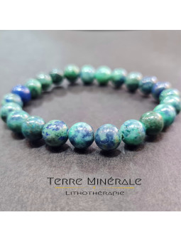 Bracelet Azurite Malachite Stabilisée et Traitée AB Boule 08mm