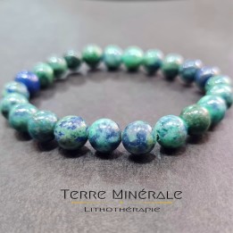 Bracelet Azurite Malachite Stabilisée et Traitée AB Boule 08mm