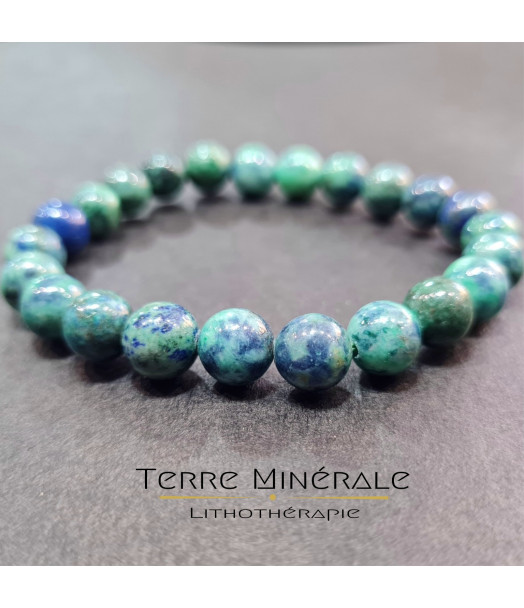 Bracelet Azurite Malachite Stabilisée et Traitée AB Boule 08mm Bracelet Azurite Malachite Stabilisée et Traitée AB Boule 08mm