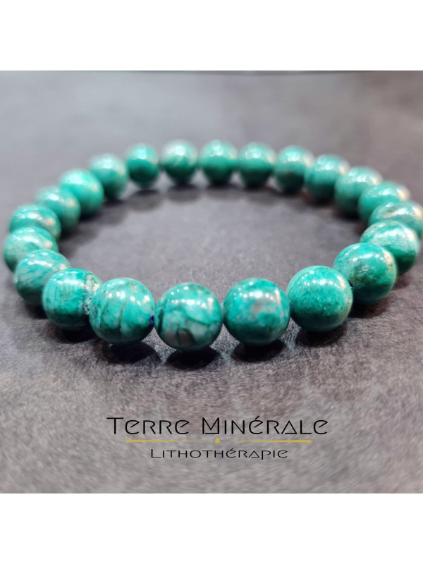 Bracelet Chrysocolle Perou AA+ Boule 8.5 - 9.5 mm