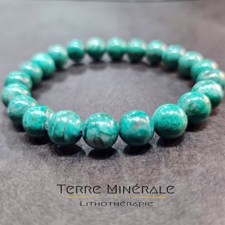 Bracelet Chrysocolle Perou AA+ Boule 8.5 - 9.5 mm