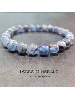 Bracelet Cyanite Bleue Naturelle Foncée AB Boule 8 mm