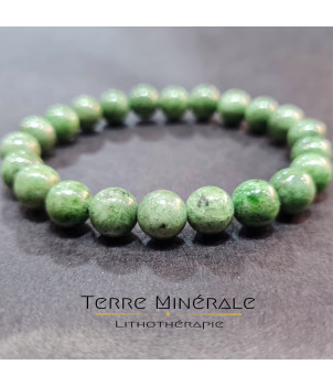 Bracelet Diopside Vert A Boule 8 - 9 mm