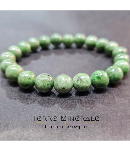 Bracelet Diopside Vert A Boule 8 - 9 mm Bracelet Diopside Vert A Boule 8 - 9 mm