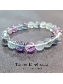 Bracelet Fluorine Multicolore AA Boule 8 mm