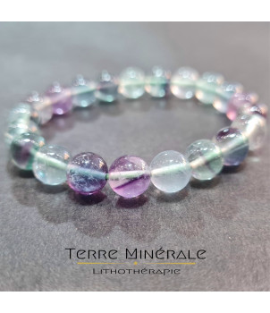 Bracelet Fluorine Multicolore AA Boule 8 mm