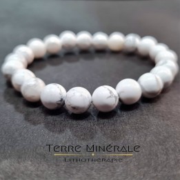 Bracelet Howlite Blanche A Boule 8 mm