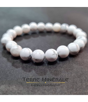 Bracelet Howlite Blanche A Boule 8 mm