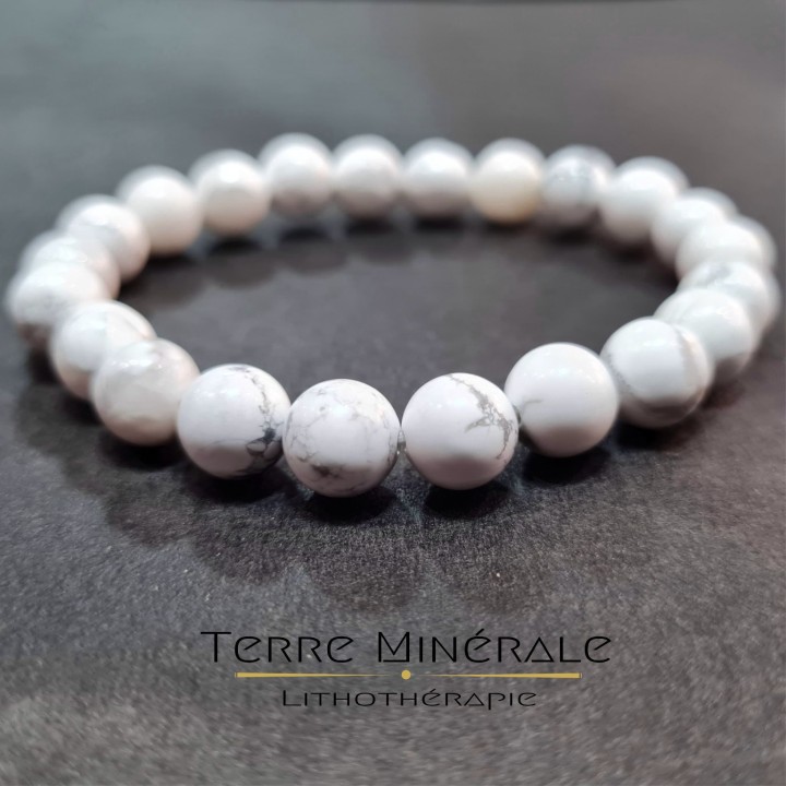 Bracelet Howlite Blanche A Boule 8 mm