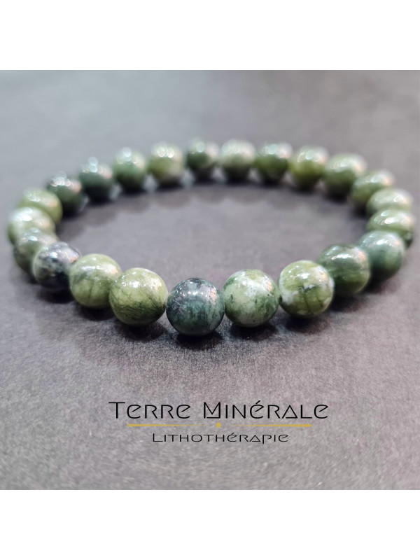 Bracelet Jade Nephrite AB Boule 8 mm