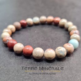 Bracelet Jaspe Bleu AB Boule 8mm