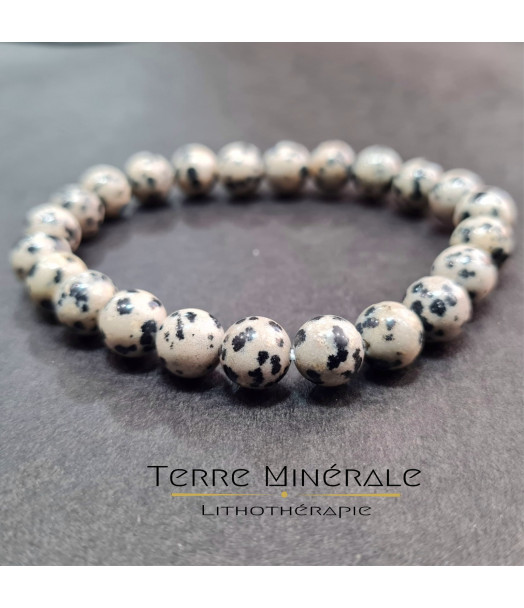 Bracelet Jaspe Dalmatien AB Boule 8 mm