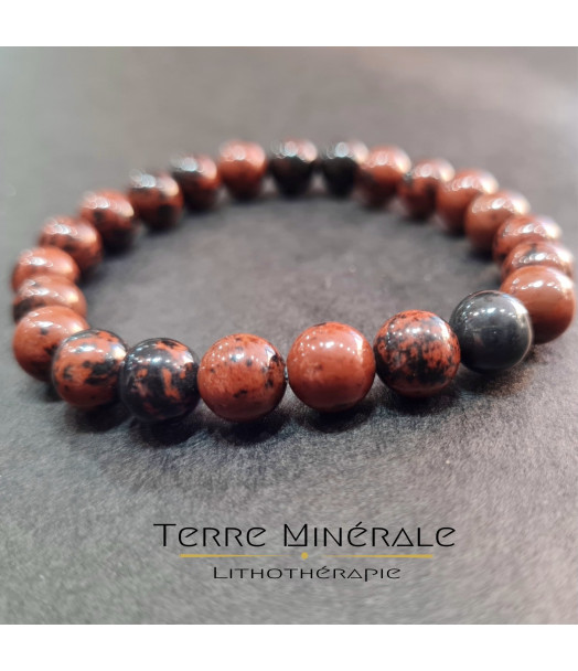 Bracelet Obsidienne Acajou AB Boule 8 mm Bracelet Obsidienne Acajou AB Boule 8 mm