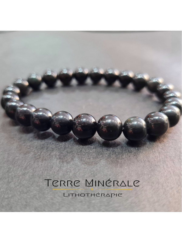 Bracelet Obsidienne Oeil Celeste A Boule 8 mm