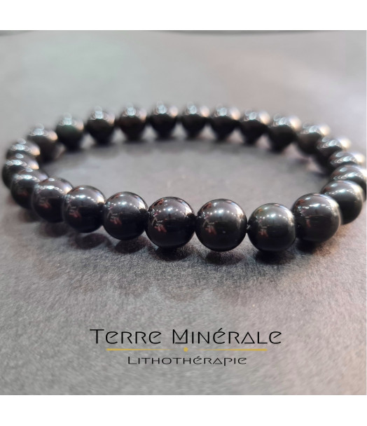 Bracelet Obsidienne Oeil Celeste A Boule 8 mm