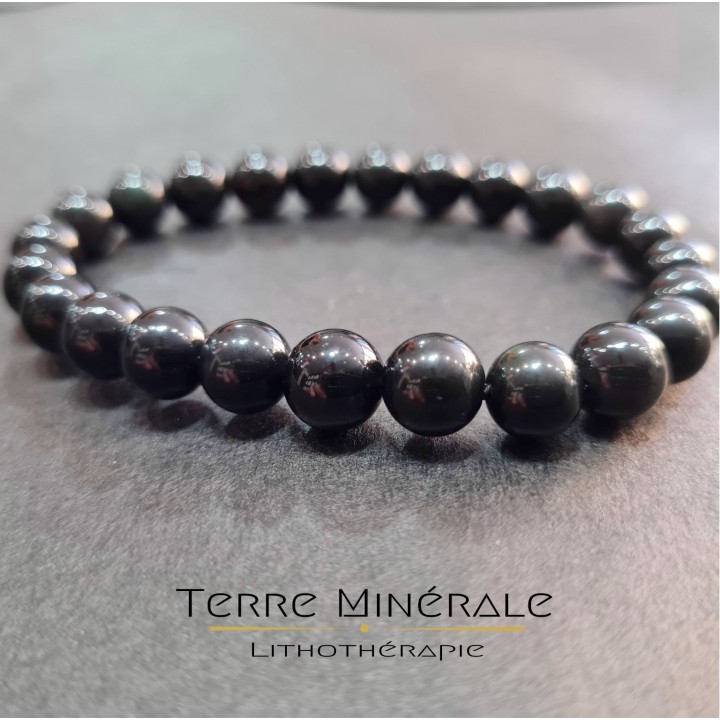 Bracelet Obsidienne Oeil Celeste A Boule 8 mm