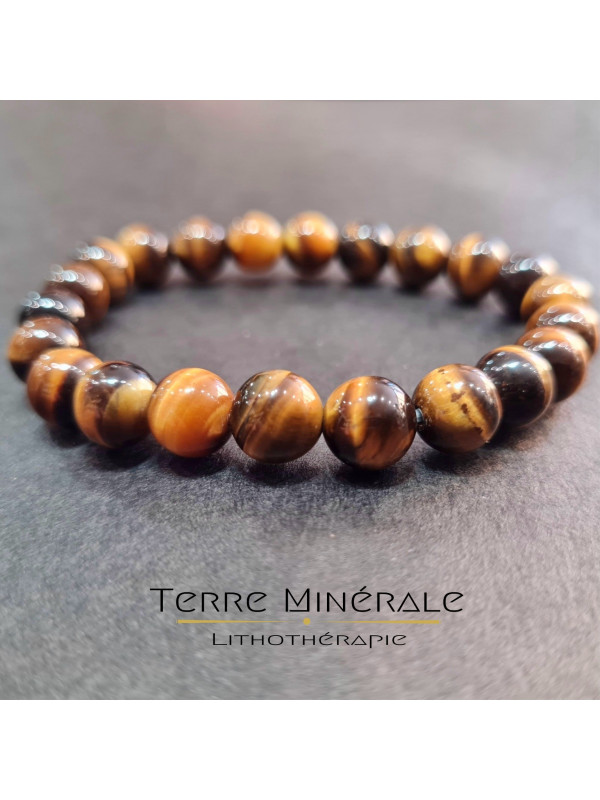 Bracelet Oeil De Tigre AA Boule 8 mm