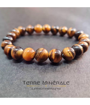 Bracelet Oeil De Tigre AA Boule 8 mm