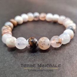 Bracelet Opale Dendrite A Boule 8 mm