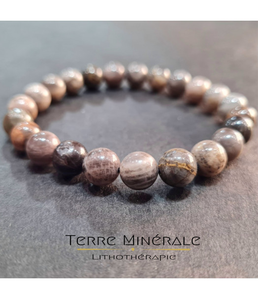 Bracelet Pierre De Lune Noire A Boule 8 mm Bracelet Pierre De Lune Noire A Boule 8 mm