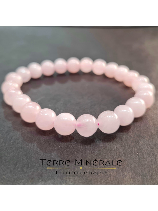 Bracelet Quartz Rose A Boule 8 mm