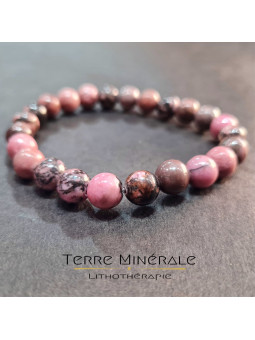 Bracelet Rhodonite Madagascar AB Boule 8 mm