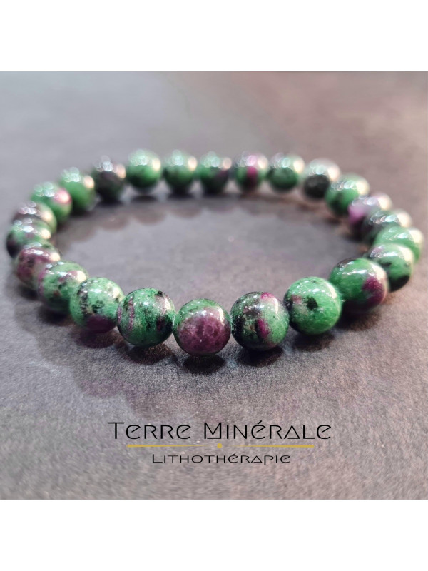 Bracelet Rubis Zoisite AA Boule 8 - 9mm