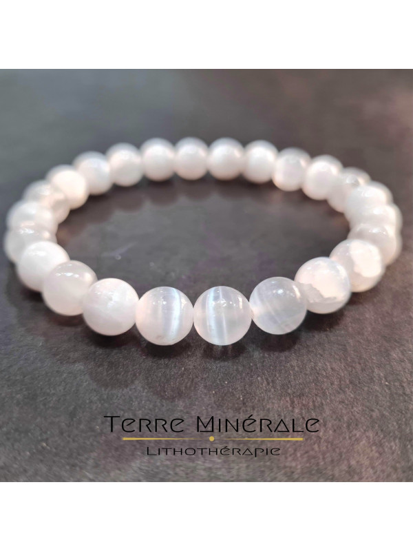 Bracelet Selenite AA Boule 8 mm