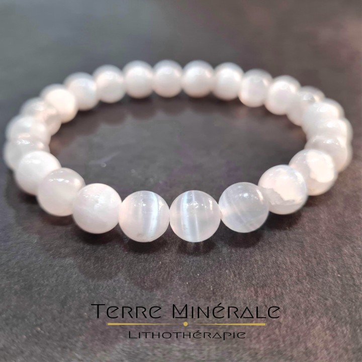 Bracelet Selenite AA Boule 8 mm