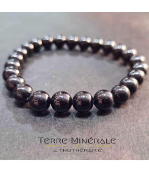 Bracelet Spinelle Noire A Boule 8 mm