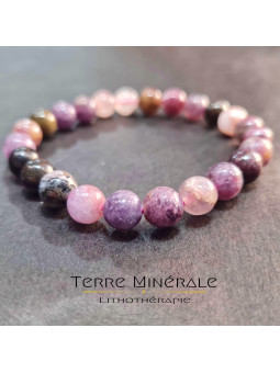 Bracelet Tourmaline Multicolore A Boule 8 mm