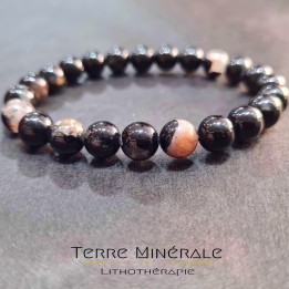 Bracelet Tourmaline Noire Avec Quartz B Boule 8 mm