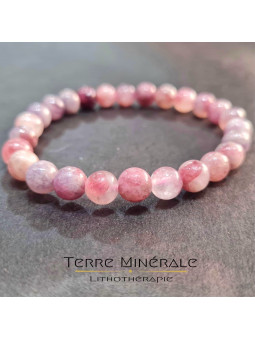 Bracelet Tourmaline Rose Sur Eudialyte A+ Boule 8 mm