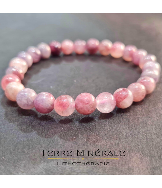 Bracelet Tourmaline Rose Sur Eudialyte A+ Boule 8 mm Bracelet Tourmaline Rose Sur Eudialyte A+ Boule 8 mm
