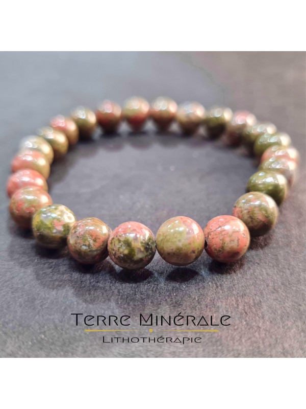 Bracelet Unakite AB Boule 8 mm