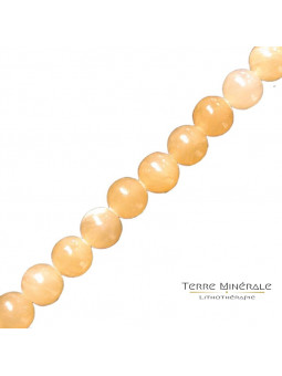 Collier Calcite orange dépolie Boule 6 mn