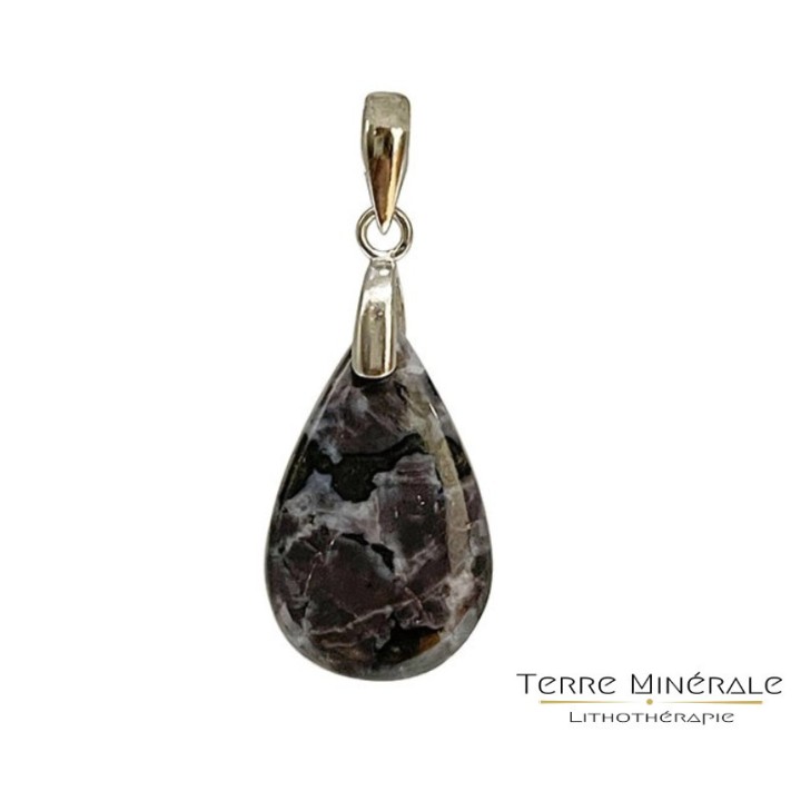 Pendentif Gabbro ovale argent 0.925