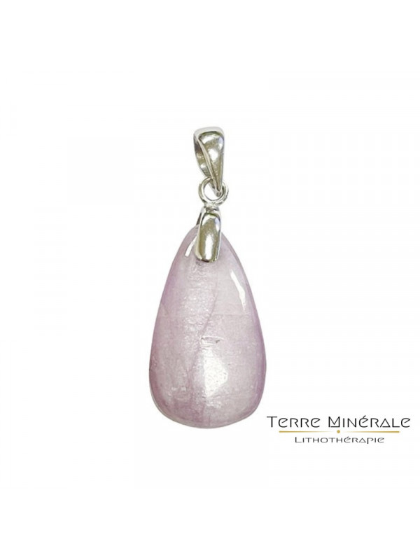 Pendentif Kunzite goutte Argent 0.925 Rhodié