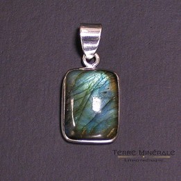 Pendentif carré Labradorite Argent 0.925 Rhodié