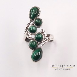 Bague réglable Malachite AA Argent 925