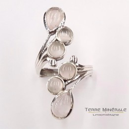Bague réglable Quartz Rose AA Argent 925