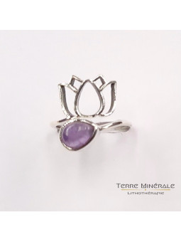 Bague Réglable Amethyste AA Argent 925 - REF 02