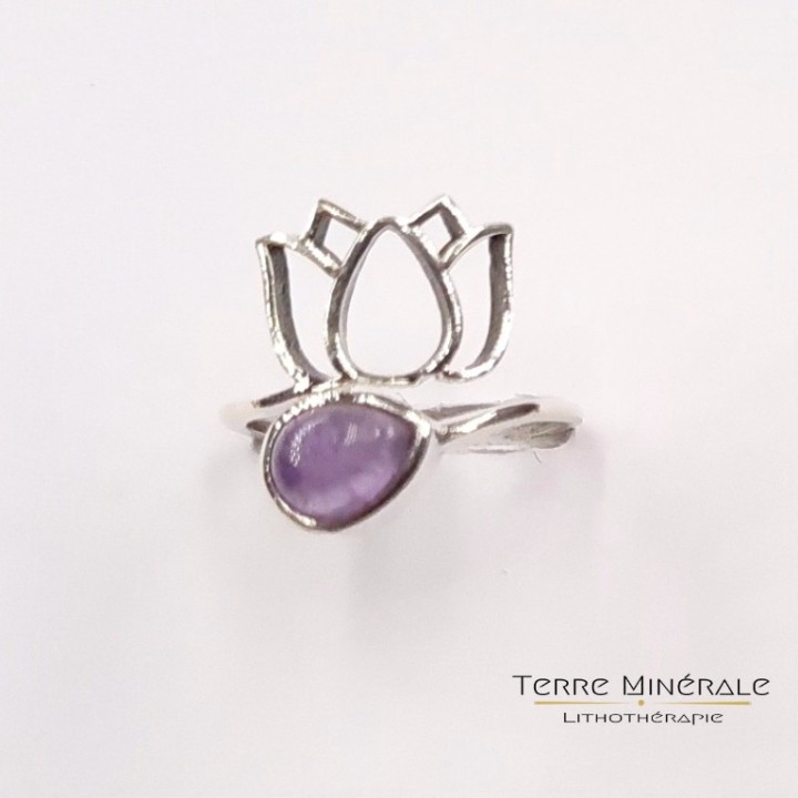Bague Réglable Amethyste AA Argent 925 - REF 02
