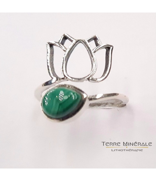 Bague réglable Malachite AA Argent 925 - REF 02 Bague réglable Malachite AA Argent 925 - REF 02