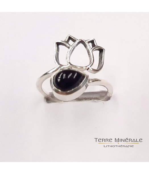 Bague réglable Obsidienne Noire AA Argent 925 - REF 02 Bague réglable Obsidienne Noire AA Argent 925 - REF 02