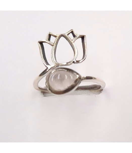 Bague réglable Quartz Rose AA Argent 925 - REF 02 Bague réglable Quartz Rose AA Argent 925 - REF 02