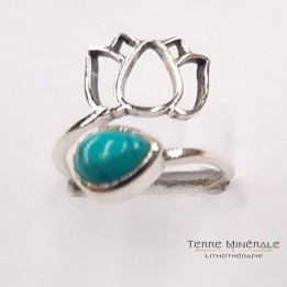 Bague réglable Turquoise de Chine AAA Argent 925 - REF 02