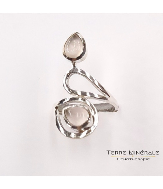 Bague réglable Quartz Rose AA Argent 925 - REF 05 Bague réglable Quartz Rose AA Argent 925 - REF 05